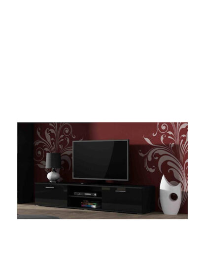 Έπιπλο Τηλεόρασης Ξύλινο Soho Glossy Black Μ180xΠ43xΥ37cm