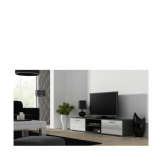 Ξύλινο Έπιπλο Τηλεόρασης Vigo New με Φωτισμό LED White / White Gloss Μ180xΠ30xΥ40cm