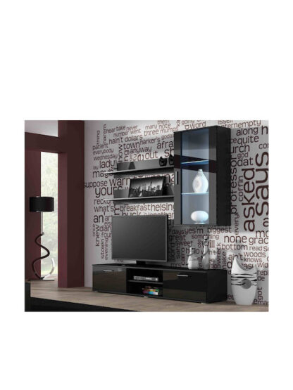 Έπιπλο Τηλεόρασης Ξύλινο Soho Glossy Black Μ180xΠ43xΥ37cm