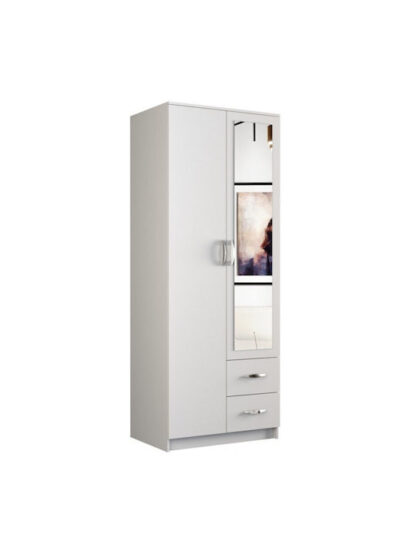 Δίφυλλη Ντουλάπα Ρούχων με Καθρέπτη Biel L 80x52x205cm