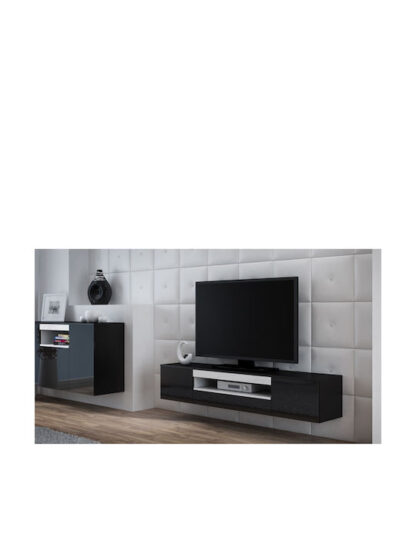 Έπιπλο Τηλεόρασης Ξύλινο Viva Black / Black Gloss + White Μ180xΠ40xΥ37cm