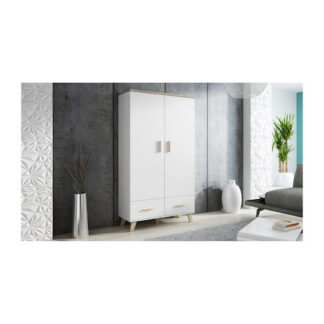 Δίφυλλη Ντουλάπα Ρούχων Samba White Gloss 90x55x203cm