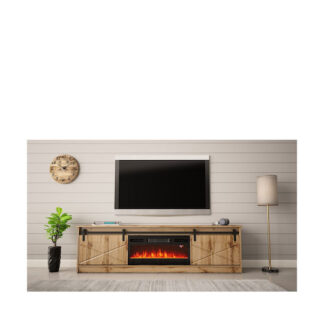 RTV GRANERO + fireplace cabinet 200x56.7x35 black/black gloss