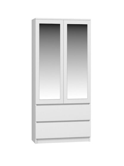 Δίφυλλη Ντουλάπα Ρούχων με Καθρέπτη White 116x50x180cm Κωδικός: 10315