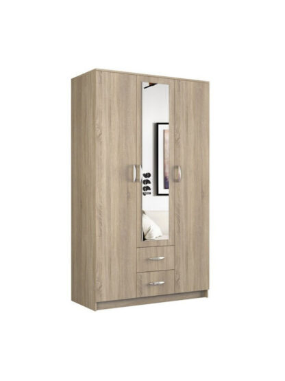 Δίφυλλη Ντουλάπα Ρούχων Romana 120 Son L με Καθρέπτη Oak 120x52x205cm
