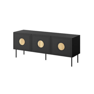 RTV LUXE cabinet 182.6x34.5x37.5 white/gloss white + black fireplace