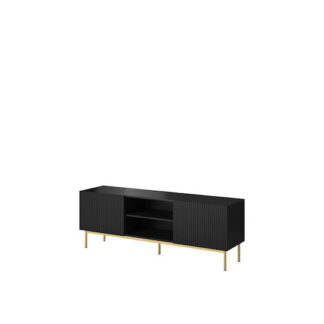 Έπιπλο Τηλεόρασης Ξύλινο Pafos Rtv με Φωτισμό LED Matte Black Μ150xΠ40xΥ60cm Κωδικός: STVCMMZPM0226