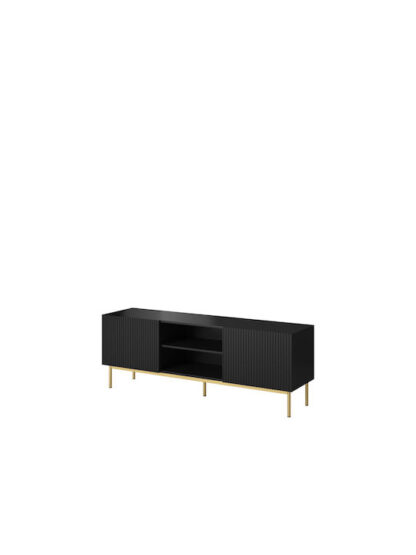 Έπιπλο Τηλεόρασης Ξύλινο Pafos Rtv με Φωτισμό LED Matte Black Μ150xΠ40xΥ60cm Κωδικός: STVCMMZPM0226