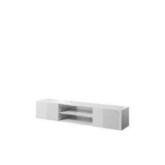 RTV SLIDE 200K cabinet on black steel frame 200x40x57 cm all in gloss black
