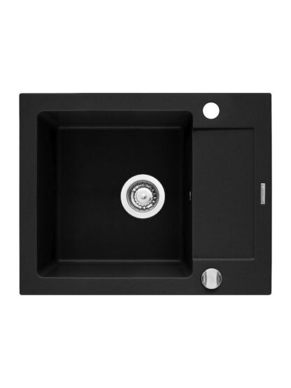 Set - Sink PYRAMIS PYRAMIS MIDO (62x50) 1B 1D + Faucet IDEA Black Edition - 070167602BE - Volcano