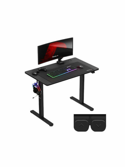 Ηλεκτρικό Γραφείο Gaming Hero 7.9 Ξύλινο Μαύρο με Μεταλλικά Πόδια & Ρυθμιζόμενο Ύψος 100x62x72εκ.
