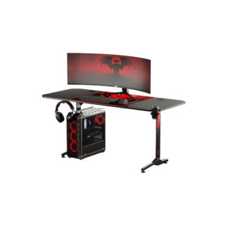 Γωνιακό Γραφείο Gaming Hero 7.7 Ξύλινο Μαύρο με Μεταλλικά Πόδια, LED & USB θύρες 160x100x75εκ.
