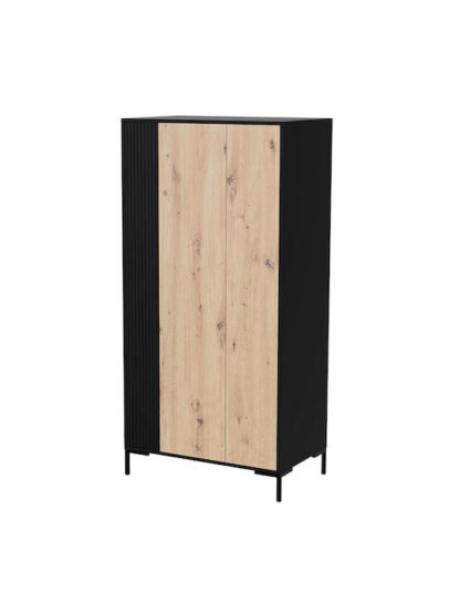 Δίφυλλη Ντουλάπα Ρούχων Merci Black/oak Artisan 90x55x184cm