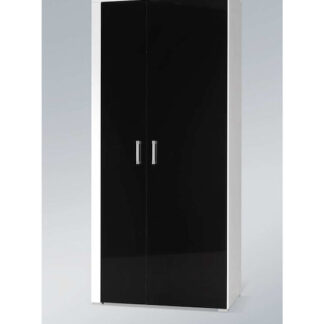 Δίφυλλη Ντουλάπα Ρούχων Samba White/black Gloss 90x55x203cm