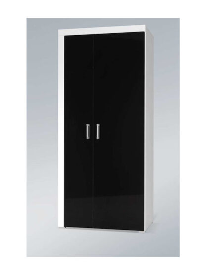 Δίφυλλη Ντουλάπα Ρούχων Samba White/black Gloss 90x55x203cm