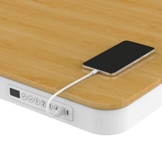 Ηλεκτρικό Γραφείο Ξύλινο White/oak με Μεταλλικά Πόδια & USB θύρες 140x70εκ.