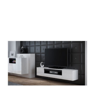 Έπιπλο Τηλεόρασης Ξύλινο Viva Black / Black Gloss + White Μ180xΠ40xΥ37cm