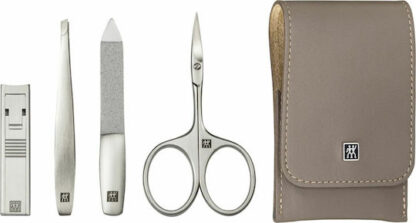 Zwilling PREMIUM snap fastener leather case, taupe, 4 pcs.