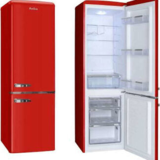 Amica Retro Ψυγείο Δίπορτο 206lt Υ144xΠ55xΒ58εκ. Κόκκινο KGC 15631 R