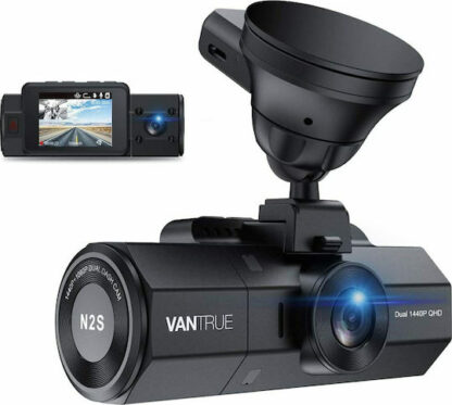 Vantrue N2S Dual Κάμερα DVR Αυτοκινήτου 1440P με Οθόνη για Παρμπρίζ με Βεντούζα