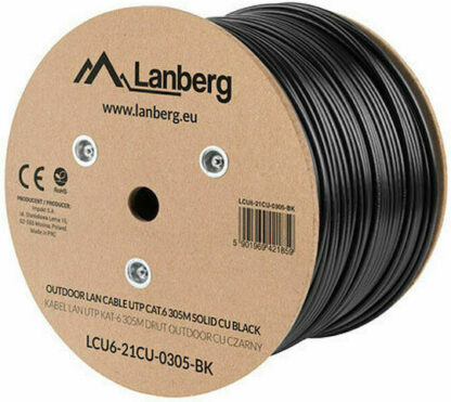 Lanberg LCU6-21CU-0305-BK networking cable Black 305 m Cat6 U/UTP (UTP) outdoor
