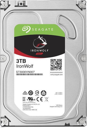Seagate Ironwolf 3TB HDD Σκληρός Δίσκος 3.5" SATA III 5900rpm για NAS Κωδικός: ST3000VN006