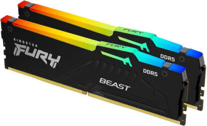 Kingston Fury Beast RGB 32GB DDR5 RAM με 2 Modules (2x16GB) και Ταχύτητα 5200 για Desktop Κωδικός: KF552C36BBEAK2-32