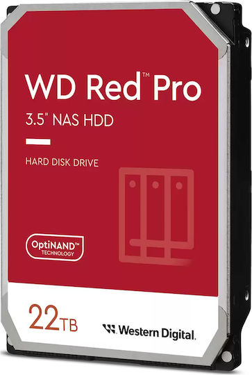 Western Digital Red Pro 22TB HDD Σκληρός Δίσκος 3.5" SATA III 7200rpm με 512MB Cache για NAS Κωδικός: WD221KFGX