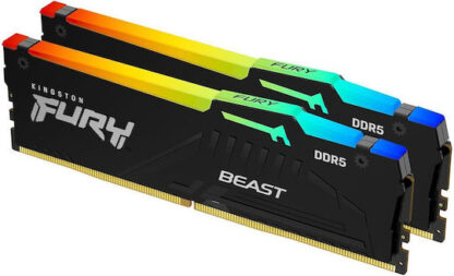 Kingston Fury Beast RGB 64GB DDR5 RAM με 2 Modules (2x32GB) και Ταχύτητα 5600 για Desktop Κωδικός: KF556C36BBEAK2-64