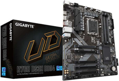 Gigabyte B760 DS3H DDR4 Motherboard - Supports Intel Core 14th CPUs  18+2+1 Phases Digital VRM  up to 5333MHz DDR4 (OC)  2xPCIe 4.0 M.2  GbE LAN  USB 3.2 Gen 2