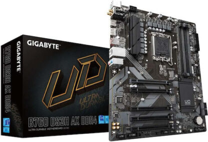 Gigabyte B760 DS3H AX DDR4 Motherboard - Supports Intel Core 14th CPUs  8+2+1 Phases Digital VRM  up to 5333MHz DDR4 (OC)  2xPCIe 4.0 M.2  Wi-Fi 6E  GbE LAN  USB 3.2 Gen 2