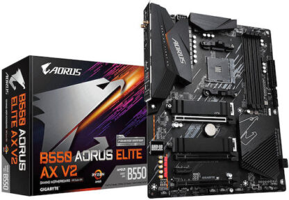 GIGABYTE B550 AORUS ELITE AX V2 Motherboard - AMD Ryzen 5000 CPUs  12+2 Phases VRM  up to 4733MHz DDR4  1xPCIe 4.0 + 1xPCIe 3.0 M.2  Wi-Fi 6E  2.5GbE LAN  USB 3.2 Gen 2