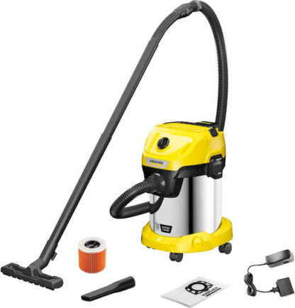Karcher WD 3-18 S Battery Επαναφορτιζόμενη Σκούπα Υγρών / Στερεών με Ανοξείδωτο Κάδο 17lt