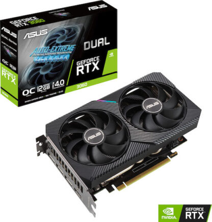 Asus GeForce RTX 3060 12GB GDDR6 Dual V2 OC Κάρτα Γραφικών Κωδικός: 90YV0GB2-M0NA10