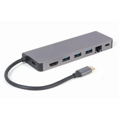 Gembird A-CM-COMBO5-05 USB Type-C 5-in-1 multi-port adapter (Hub + HDMI + PD + card reader + LAN)