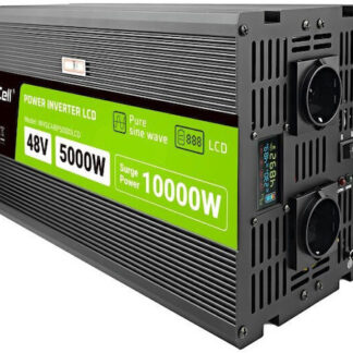 Green Cell Przetwornica napicia PowerInverter LCD 48 V 5000W/10000W Przetwornica samochodowa z wywietlaczem - czysty sinus 10 kVA Black