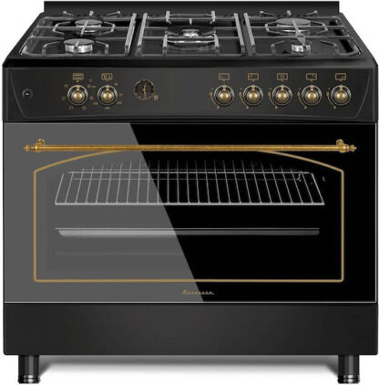 Ravanson KWGE-K90-6 Top Chef Κουζίνα 107lt με Εστίες Υγραερίου Π90εκ. Μαύρη