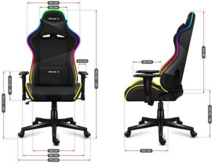 Huzaro Force 6.2 Υφασμάτινη Καρέκλα Gaming με Ρυθμιζόμενα Μπράτσα και RGB Φωτισμό Μαύρη