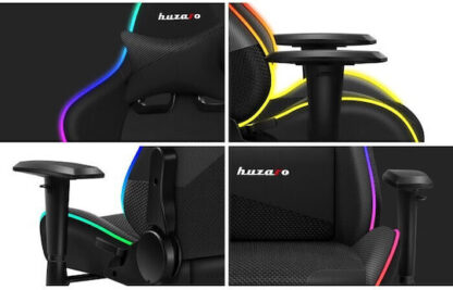Huzaro Force 6.2 Υφασμάτινη Καρέκλα Gaming με Ρυθμιζόμενα Μπράτσα και RGB Φωτισμό Μαύρη