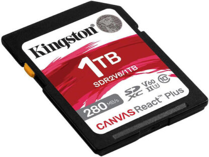Kingston Technology 1TB Canvas React Plus SDXC UHS-II 280R/150W U3 V60 for Full HD/4K