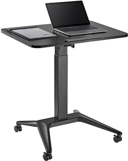 Maclean MC-453 B Mobile Laptop Desk with Pneumatic Height Adjustment  Laptop Table with Wheels  80 x 52 cm  Max. 8 kg  Height Adjustable Max. 109 cm (Black)