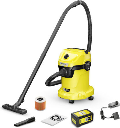 Karcher WD 3-18 Battery Set Επαναφορτιζόμενη Σκούπα Υγρών / Στερεών με Πλαστικό Κάδο 17lt