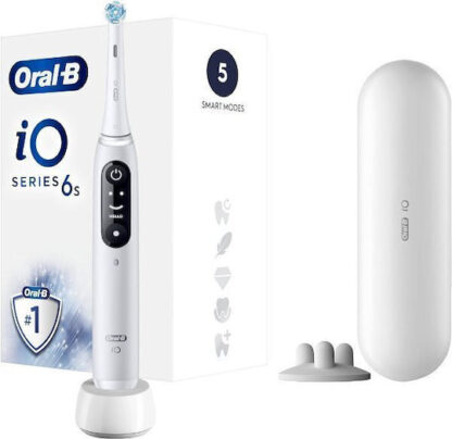 Oral-B Io Series 6s Ηλεκτρική Οδοντόβουρτσα με Αισθητήρα Πίεσης και Θήκη Ταξιδίου Λευκή