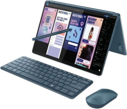Lenovo Yoga Book 9 13IMU9 Intel Core Ultra 7 155U Hybrid (2-in-1) 33.8 cm (13.3 ) Touchscreen 2.8K 32 GB LPDDR5x-SDRAM 512 GB SSD Wi-Fi 6E (802.11ax) Windows 11 Home Teal + Lenovo B210 (GX40Q17225)