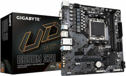 GIGABYTE B650M S2H Motherboard - AMD Ryzen 9000 Series CPUs  5+2+2 Phases VRM  up to 6400MHz DDR5 (OC)  1xPCIe 4.0 M.2  GbE LAN  USB 3.2 Gen 1