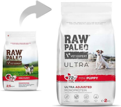 RAW PALEO Ultra Mini Puppy Beef - dry food for puppies of small breeds - 8 kg