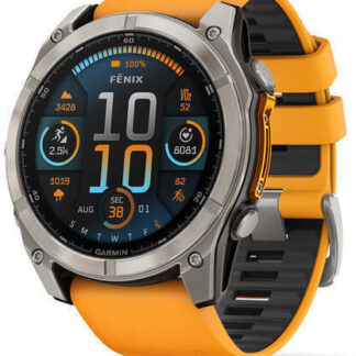 Garmin Fenix 8 Stainless Steel 43mm Αδιάβροχο Smartwatch με Παλμογράφο (Sapphire, Soft Gold With Fog Grey/dark Sandstone Silicone Band)