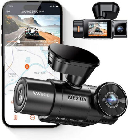Vantrue Σετ Κάμερα DVR Αυτοκινήτου 1080P WiFi, GPS για Παρμπρίζ & Κάμερα Οπισθοπορείας