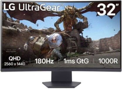 LG UltraGear 32GS60QC-B VA HDR Curved Monitor 31.5" QHD 2560x1440 180Hz με Χρόνο Απόκρισης 1ms GTG