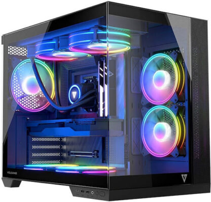 Modecom Panorama ARGB 7F Gaming Midi Tower Κουτί Υπολογιστή με Πλαϊνό Παράθυρο Μαύρο